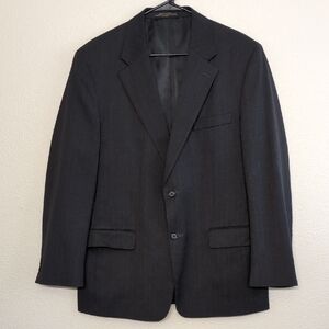 Finchley Men's Classic Black With Soft Gray Pinstripes Suit Coat Sz 46 Regular